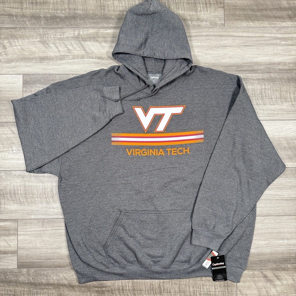 Virginia Tech Hokies Men's Captivating Pullover Hoodie Heather Grey Size 3XL NWT